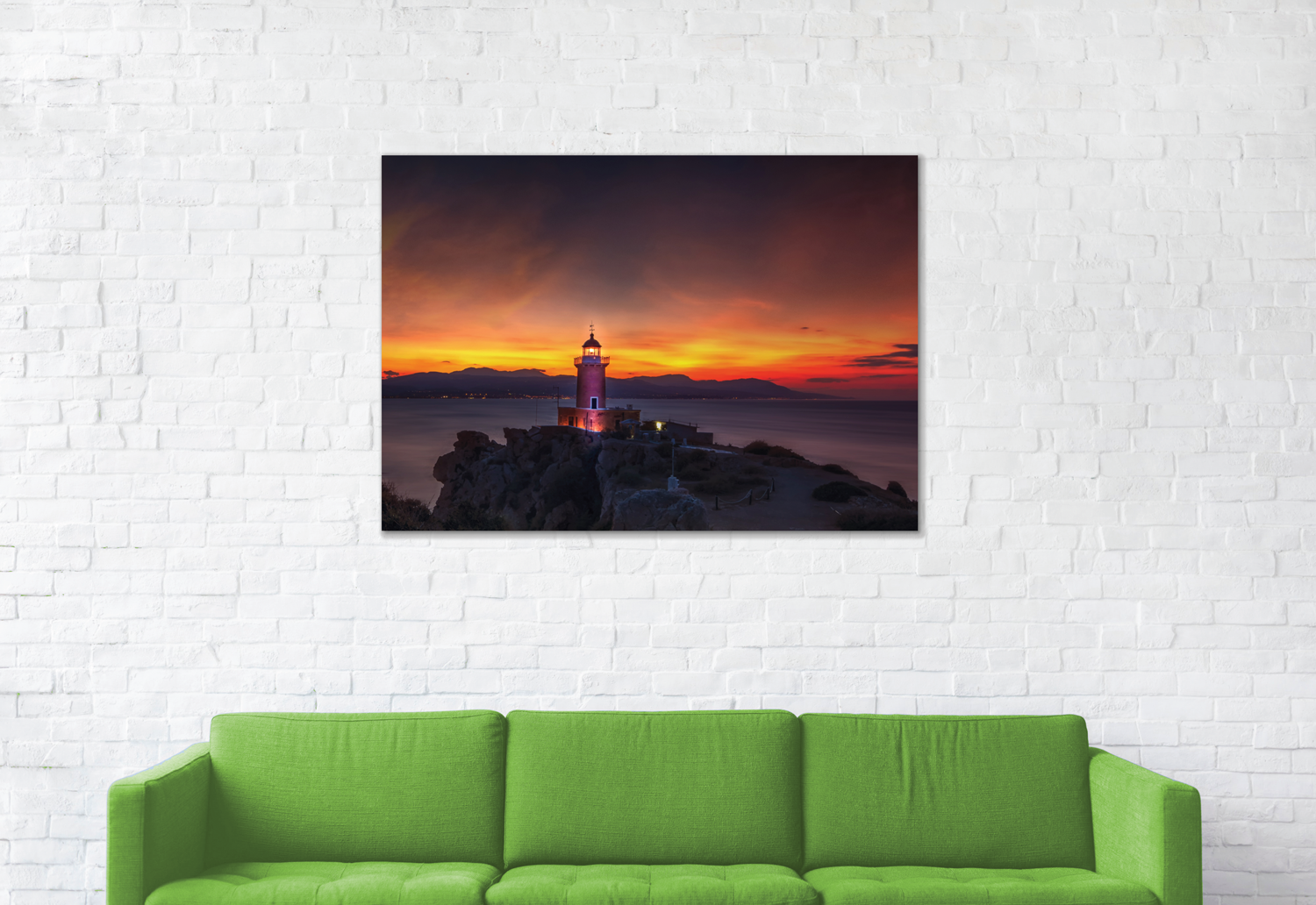 Lighthouse of Greece – plexiglas – aluminium – canvas - Afbeelding 2