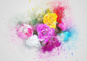 Bouquet of flowers in watercolor – plexiglas – aluminium – canvas