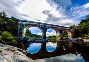 Bridge over river in ardeche – plexiglas – aluminium – canvas