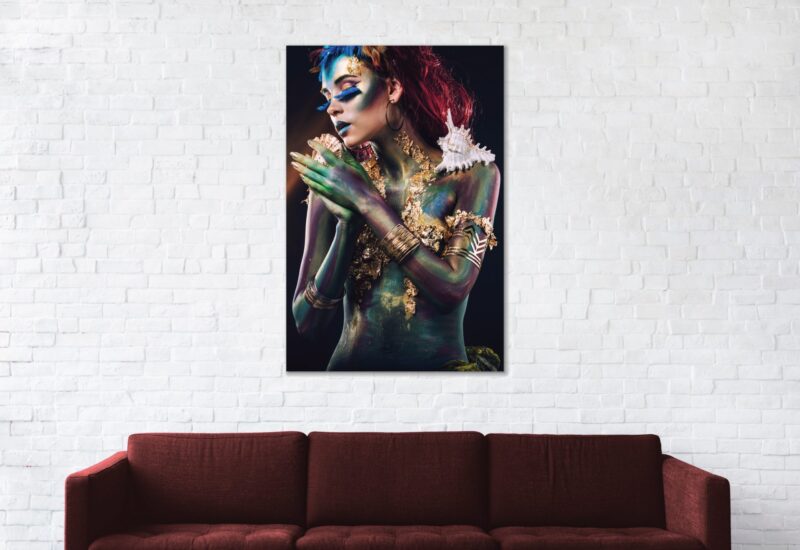 Beautiful young girl with body art in fantasy style - vrouw met kunst – plexiglas – aluminium – canvas - Afbeelding 2