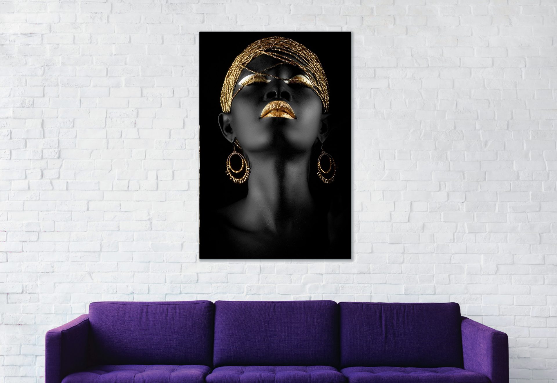 Woman with gold jewelry - vrouw met goud juwelen – plexiglas – aluminium – canvas - Afbeelding 2