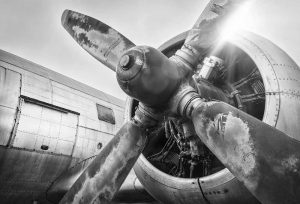 Propeller of a plane color B&W - vliegtuig – plexiglas – aluminium – canvas