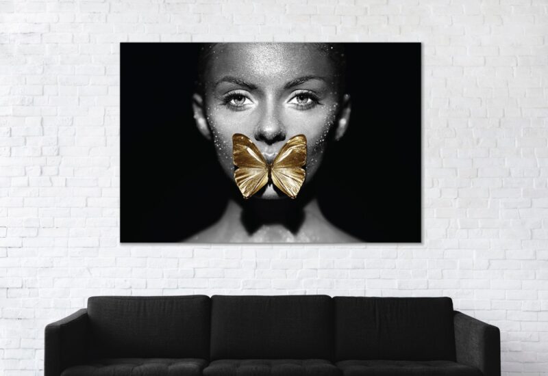 Lady woman butterflies wide – plexiglas – aluminium – canvas - Afbeelding 2