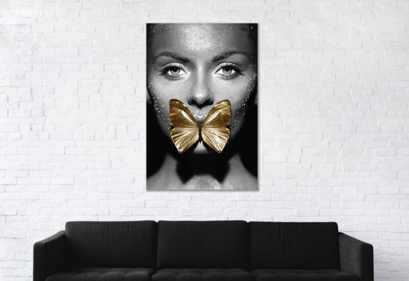 Lady woman butterflies – plexiglas – aluminium – canvas - Afbeelding 2