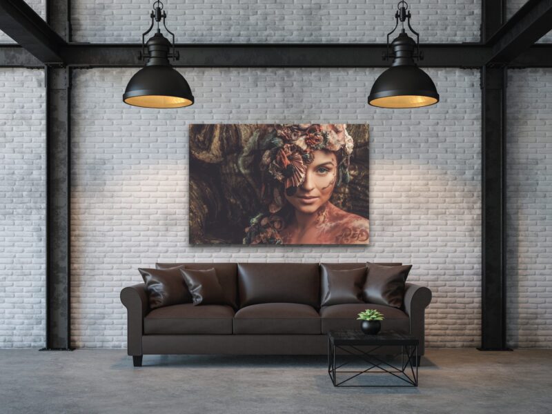 Magical woman and flowers wide - magische vrouw met bloemen – plexiglas – aluminium – canvas - Afbeelding 2