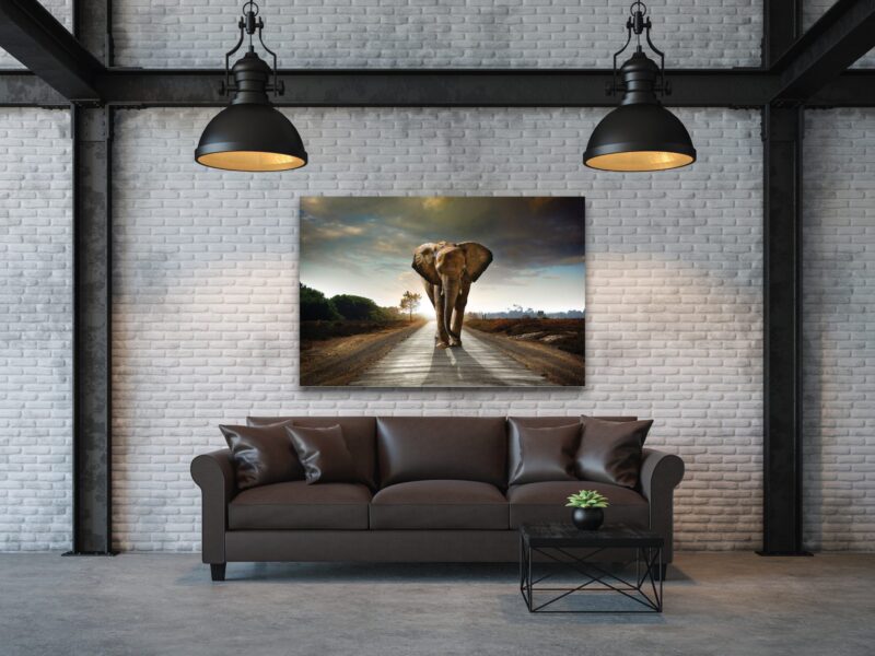 Walking elephant – plexiglas – aluminium – canvas - Afbeelding 2