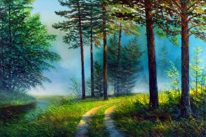 Abstract Landscape oil painting – plexiglas – aluminium – canvas