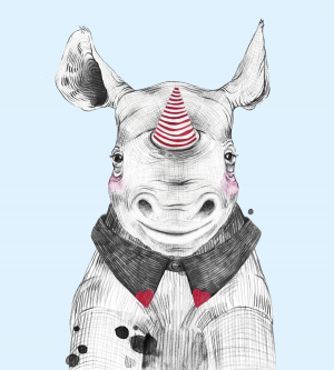 Wanddecoratie baby jongen nijlpaard – plexiglas – aluminium – canvas