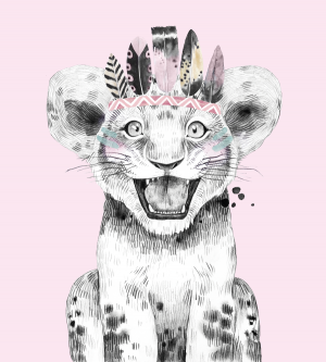 Wanddecoratie baby meisje tijger – plexiglas – aluminium – canvas