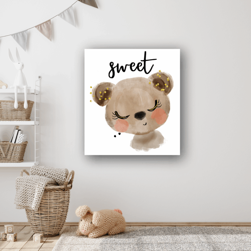 Kinderkamer wanddecoratie lieve beer  – aluminium – canvas - Afbeelding 2