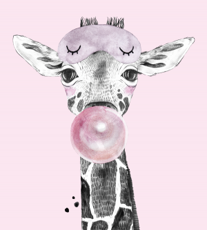 Kinderkamer wanddecoratie baby meisje giraf – aluminium – canvas