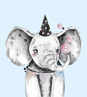 Kinderkamer wanddecoratie baby jongen olifant – aluminium – canvas