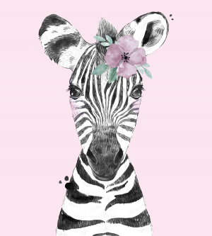 Kinderkamer wanddecoratie baby meisje Zebra - aluminium – canvas