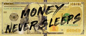 Money never sleeps biljet – plexiglas – aluminium – canvas