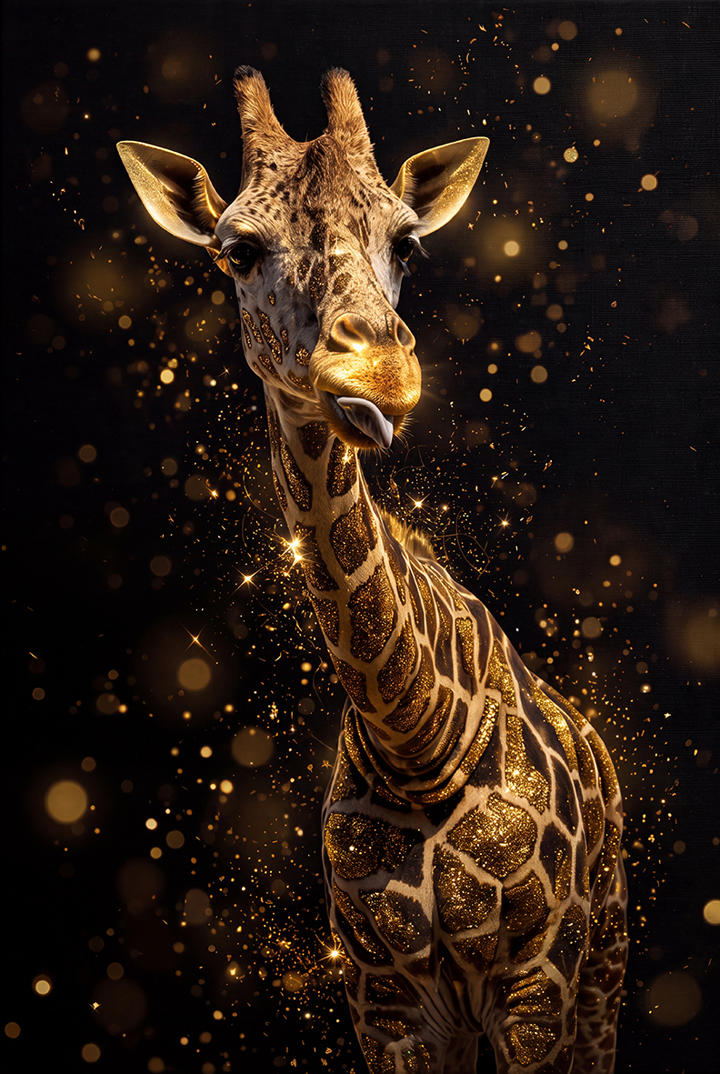 Giraffe Black Gold – Luxe Giraffe Wanddecoratie