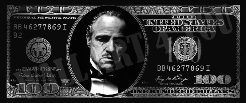 The Godfather dollar biljet - gangster maffia - plexiglas - aluminium - canvas - Afbeelding 5