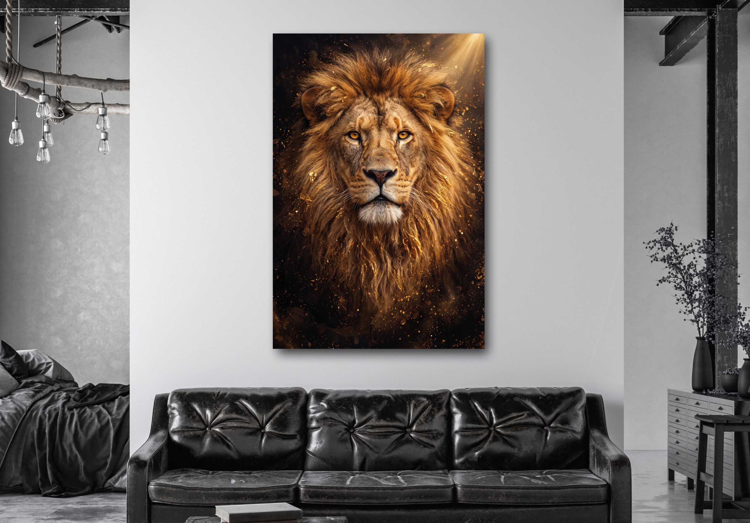 Portrait of African lion - Afrikaanse leeuw – plexiglas – aluminium – canvas - Afbeelding 2