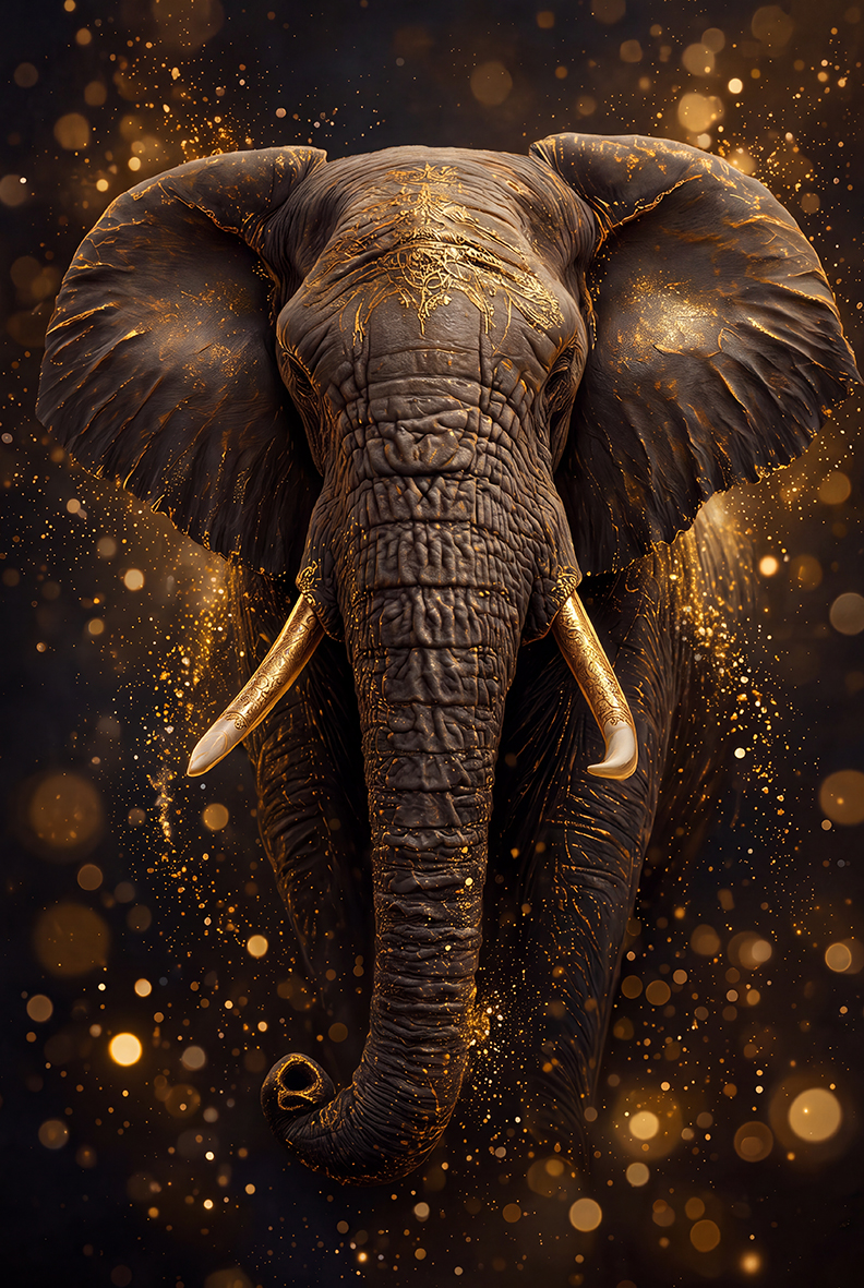 Olifant Wanddecoratie Zwart Goud – Black Gold Edition