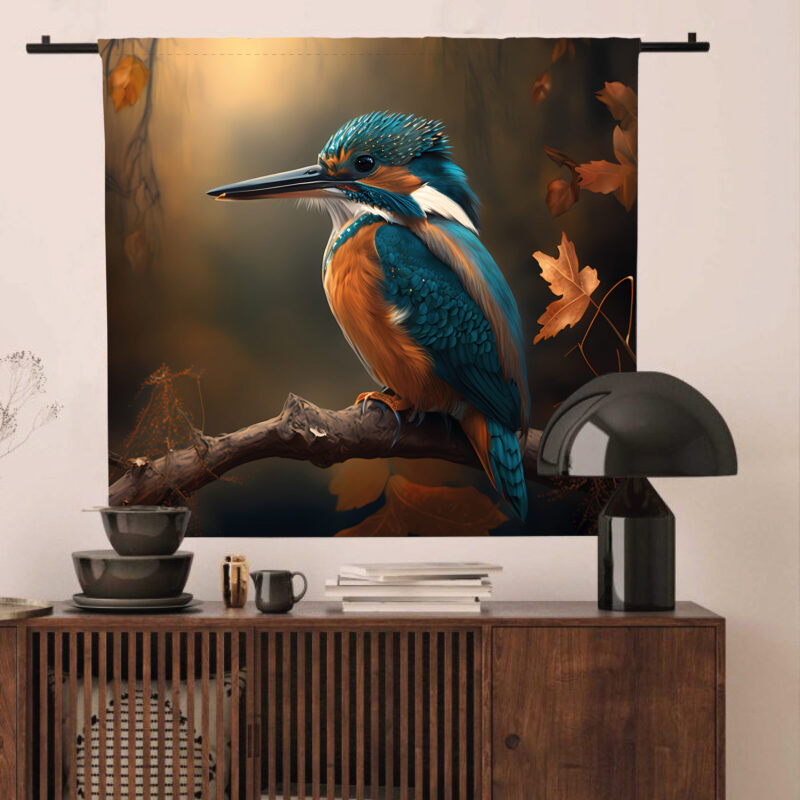 Wandkleed IJsvogel in regenwoud