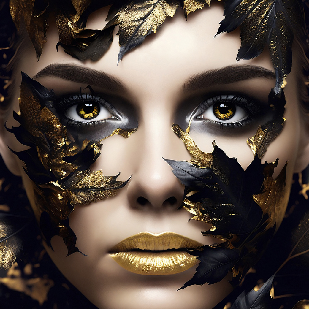 Wandkleed woman with golden leaves - Afbeelding 2