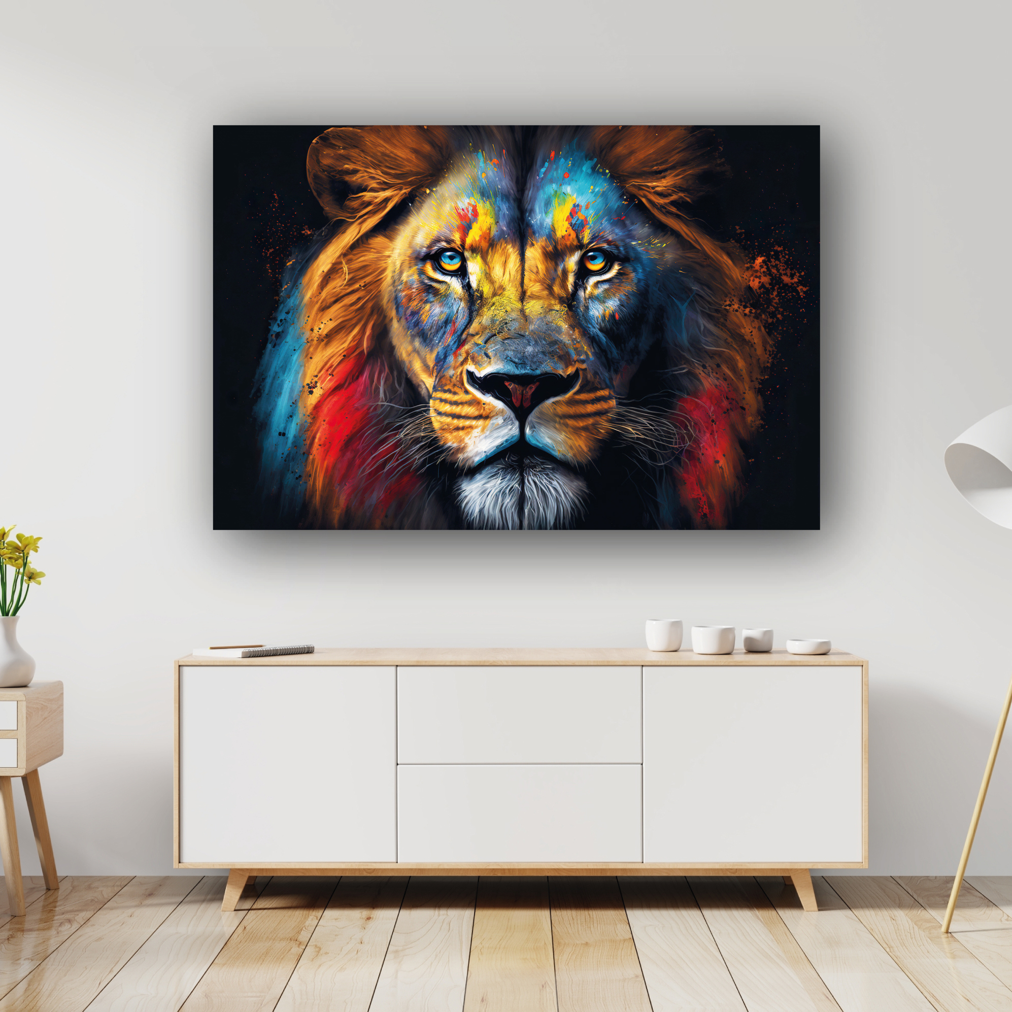 shelf tv in modern empty room,minimal design, 3d rendering