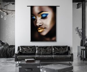 Wandkleed Woman Gold with Make-up – Gouden Vrouw