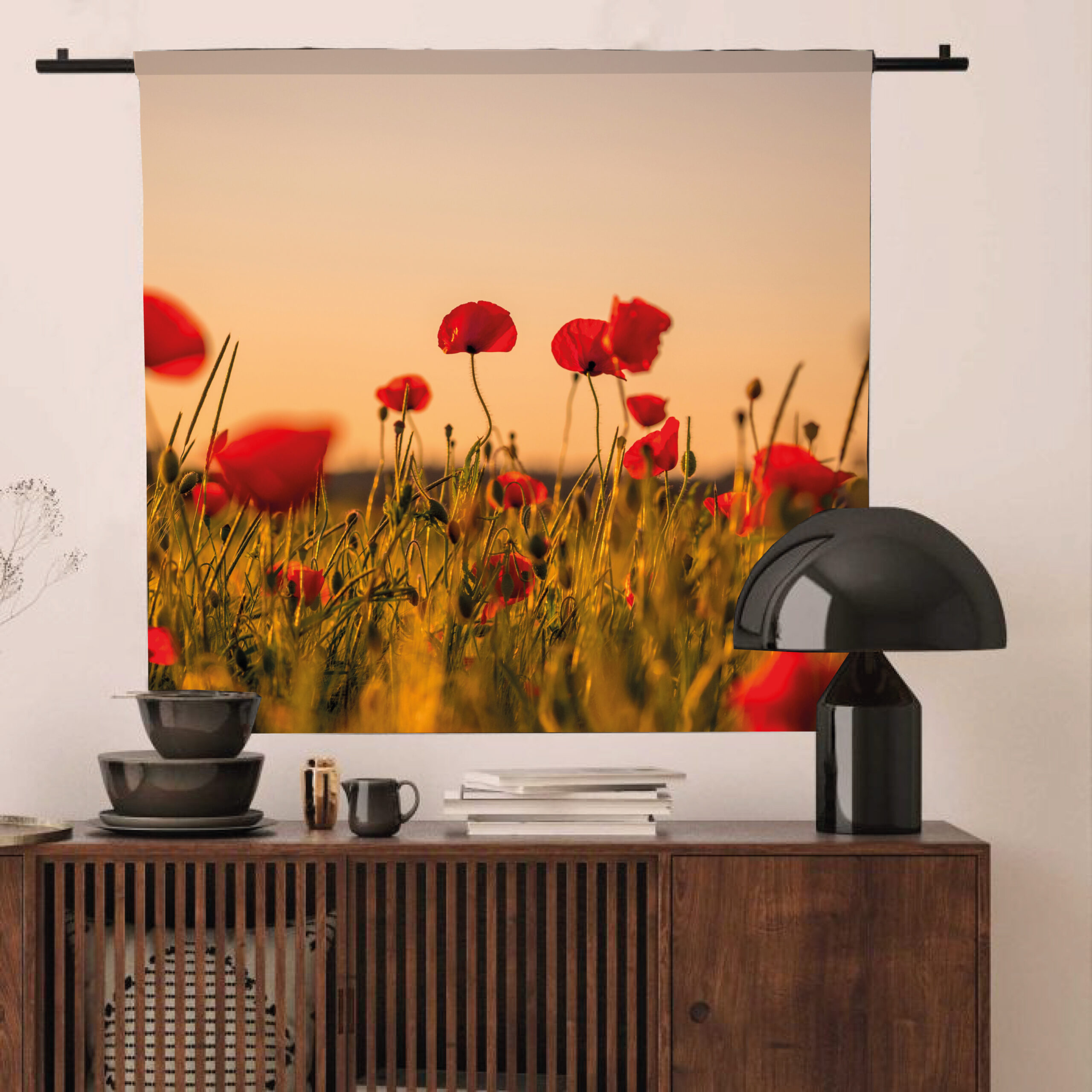 Wandkleed field of poppies
