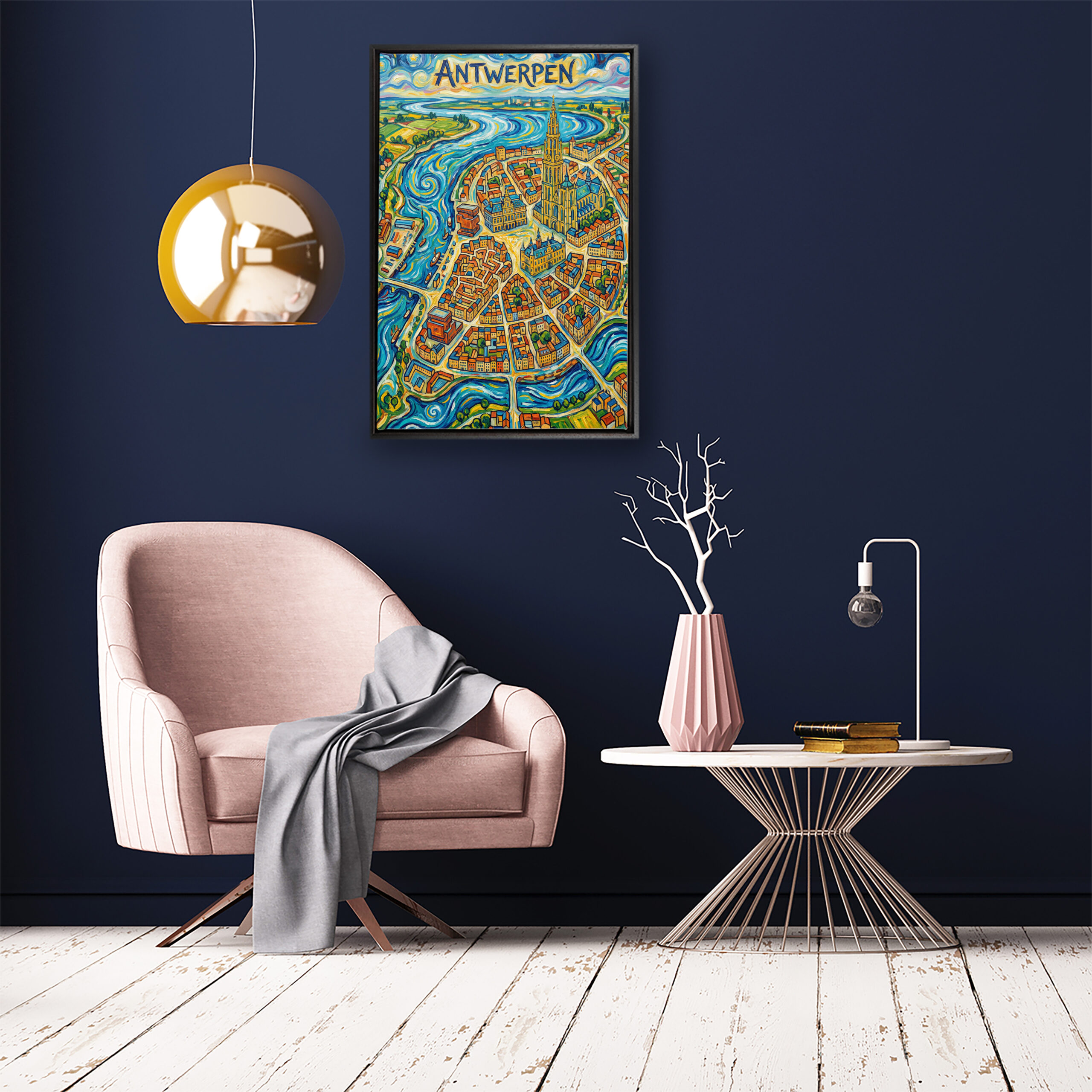 Stadskaart op canvas - Antwerpen Van Gogh - stadsposter - Afbeelding 3