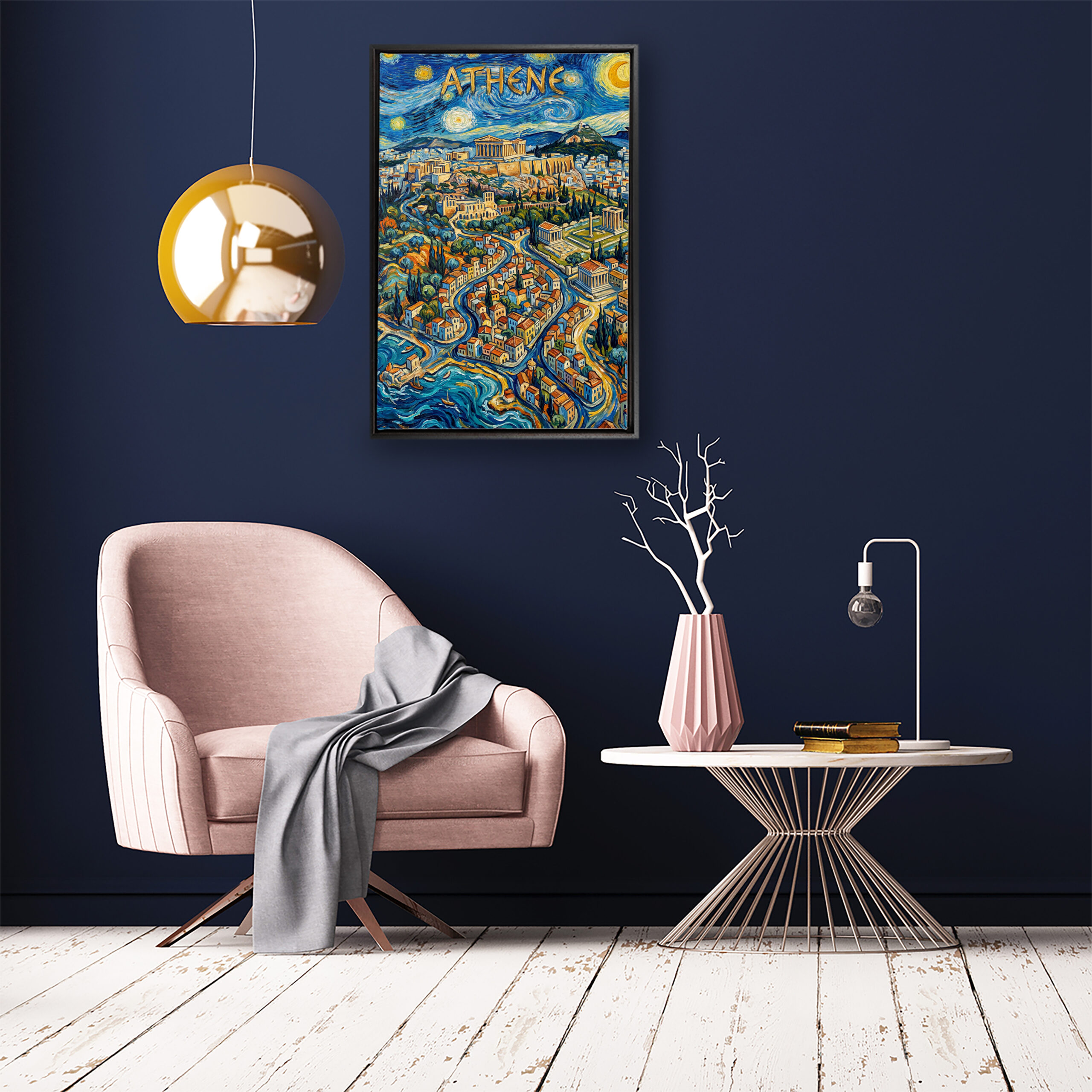 Stadskaart op canvas - Athene Van Gogh - stadsposter - Afbeelding 3