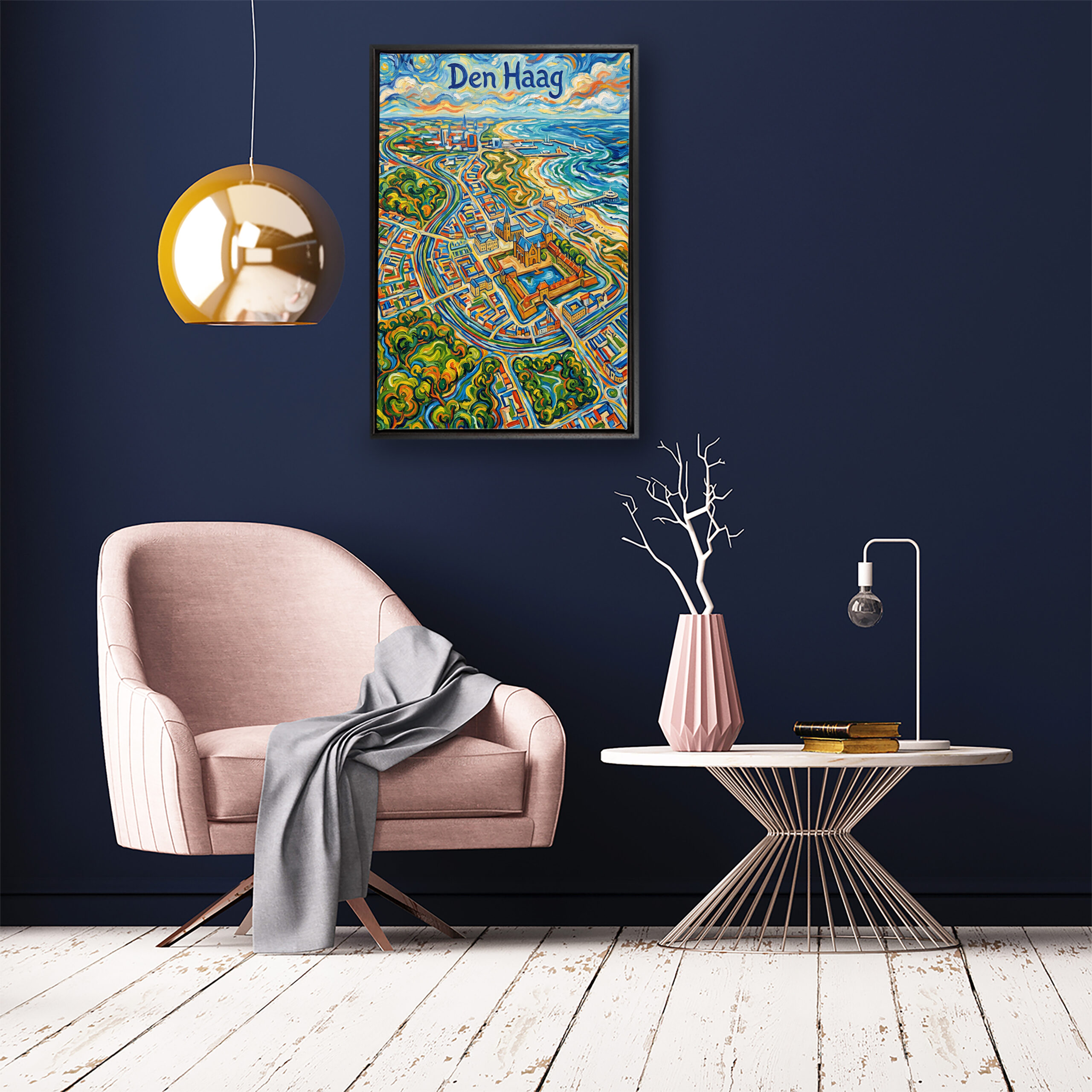 Stadskaart op canvas - Den Haag Van Gogh - stadsposter - Afbeelding 3