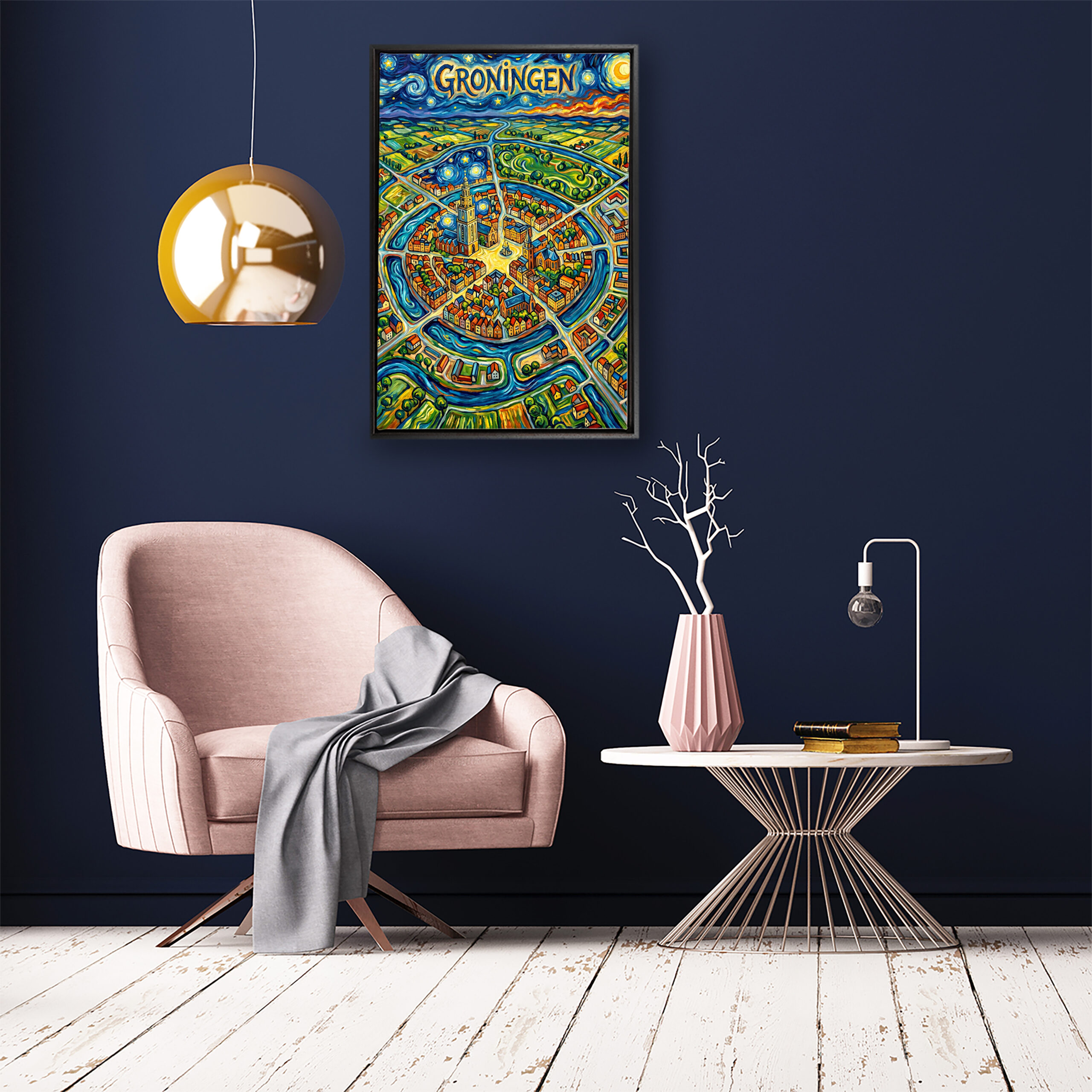 Stadskaart op canvas - Groningen Van Gogh - stadsposter - Afbeelding 3