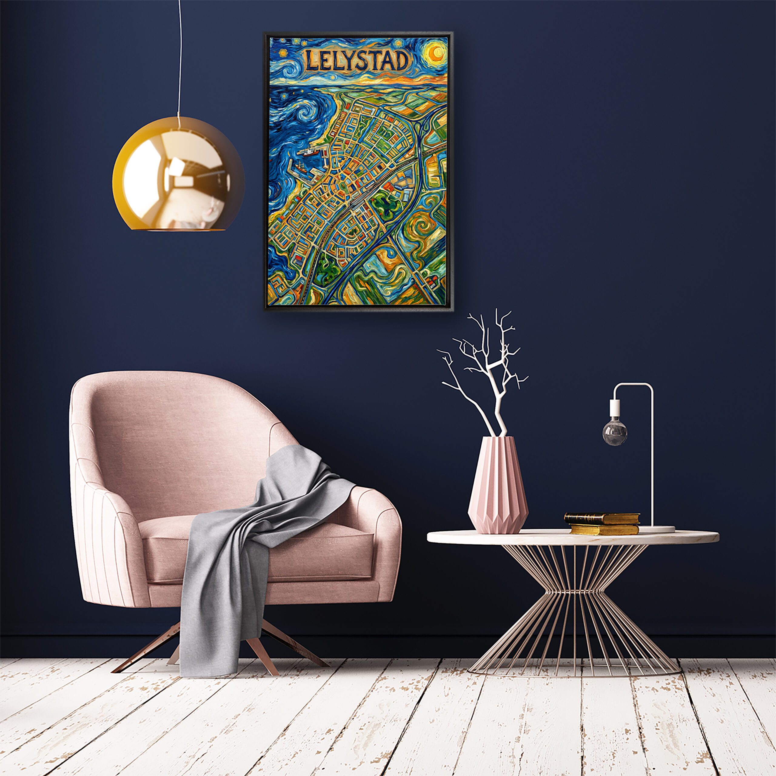 Stadskaart Lelystad als wanddecoratie