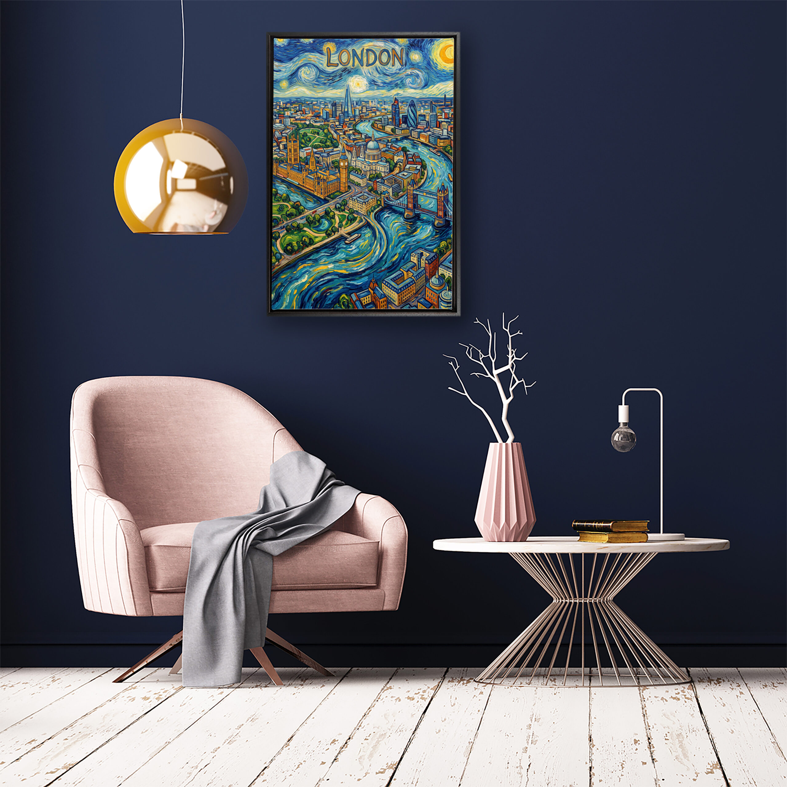 Stadskaart op canvas - London Van Gogh - stadsposter - Afbeelding 3