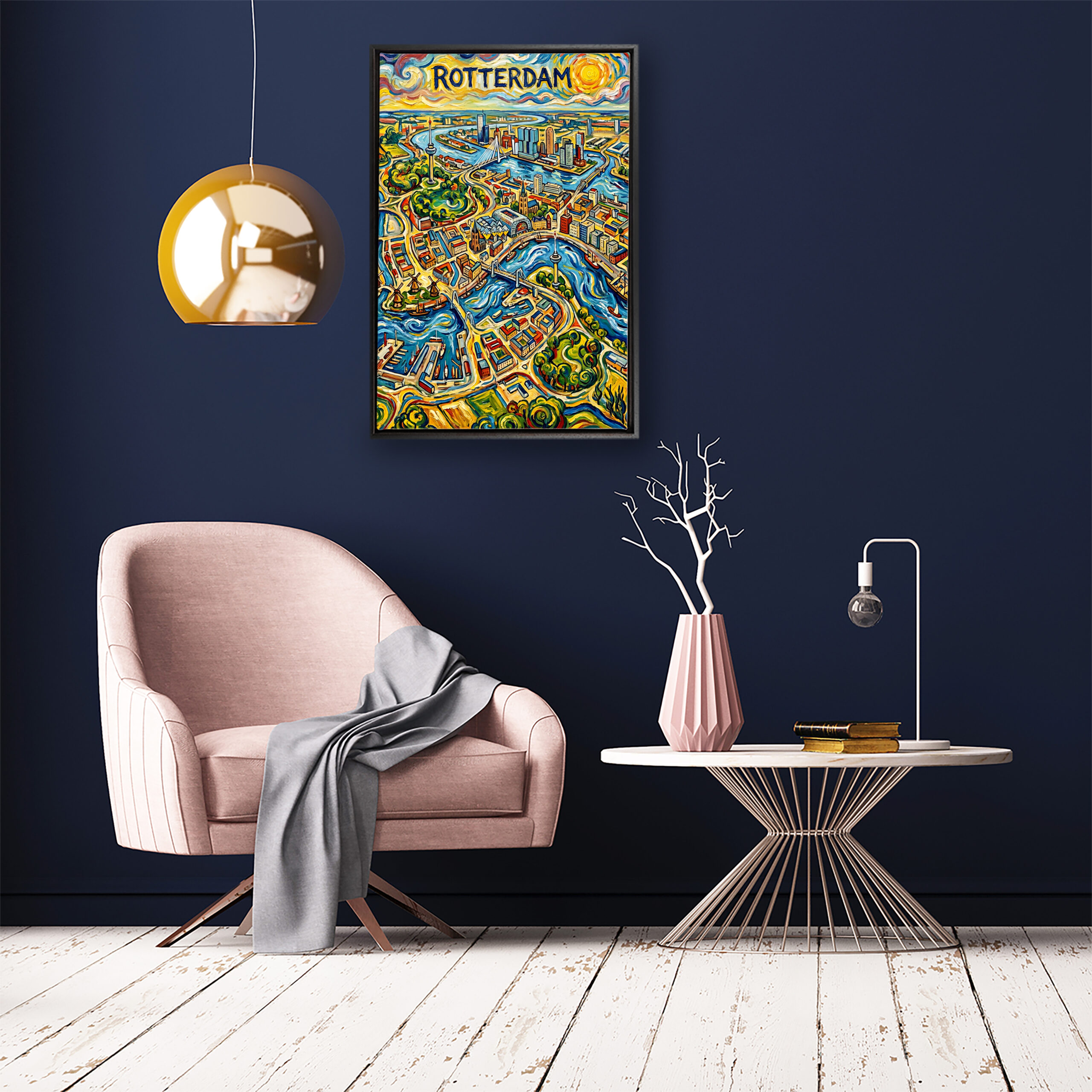 Stadskaart op canvas - Rotterdam Van Gogh - stadsposter - Afbeelding 3