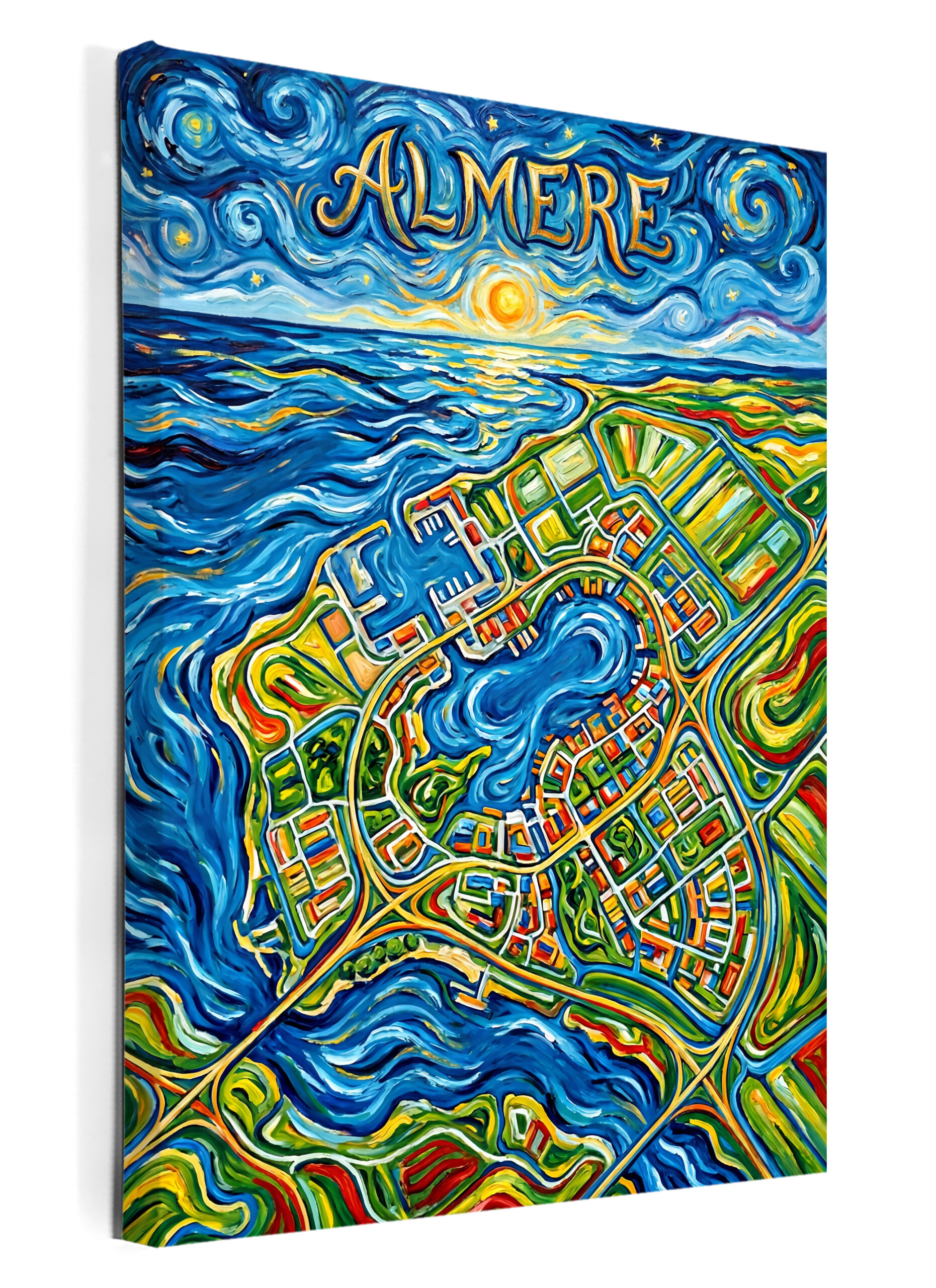 Stadskaart wanddecoratie op canvas - Almere - stadsposter