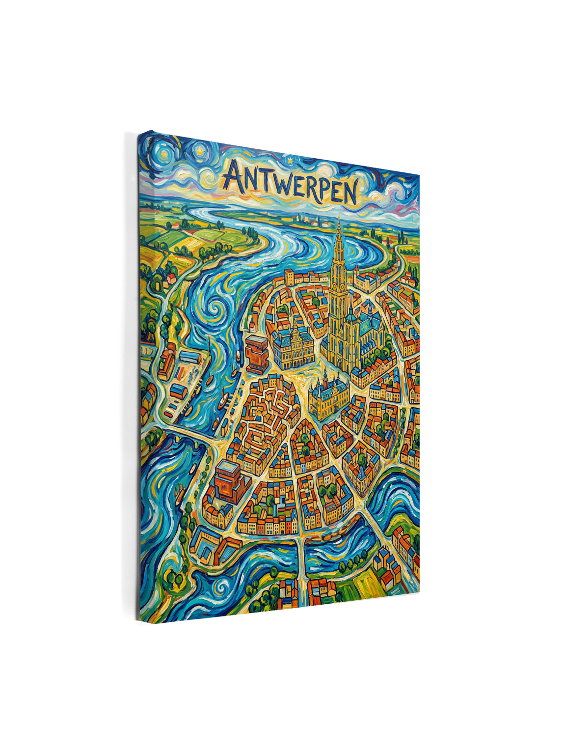 Stadskaart op canvas - Antwerpen Van Gogh - stadsposter - Afbeelding 2