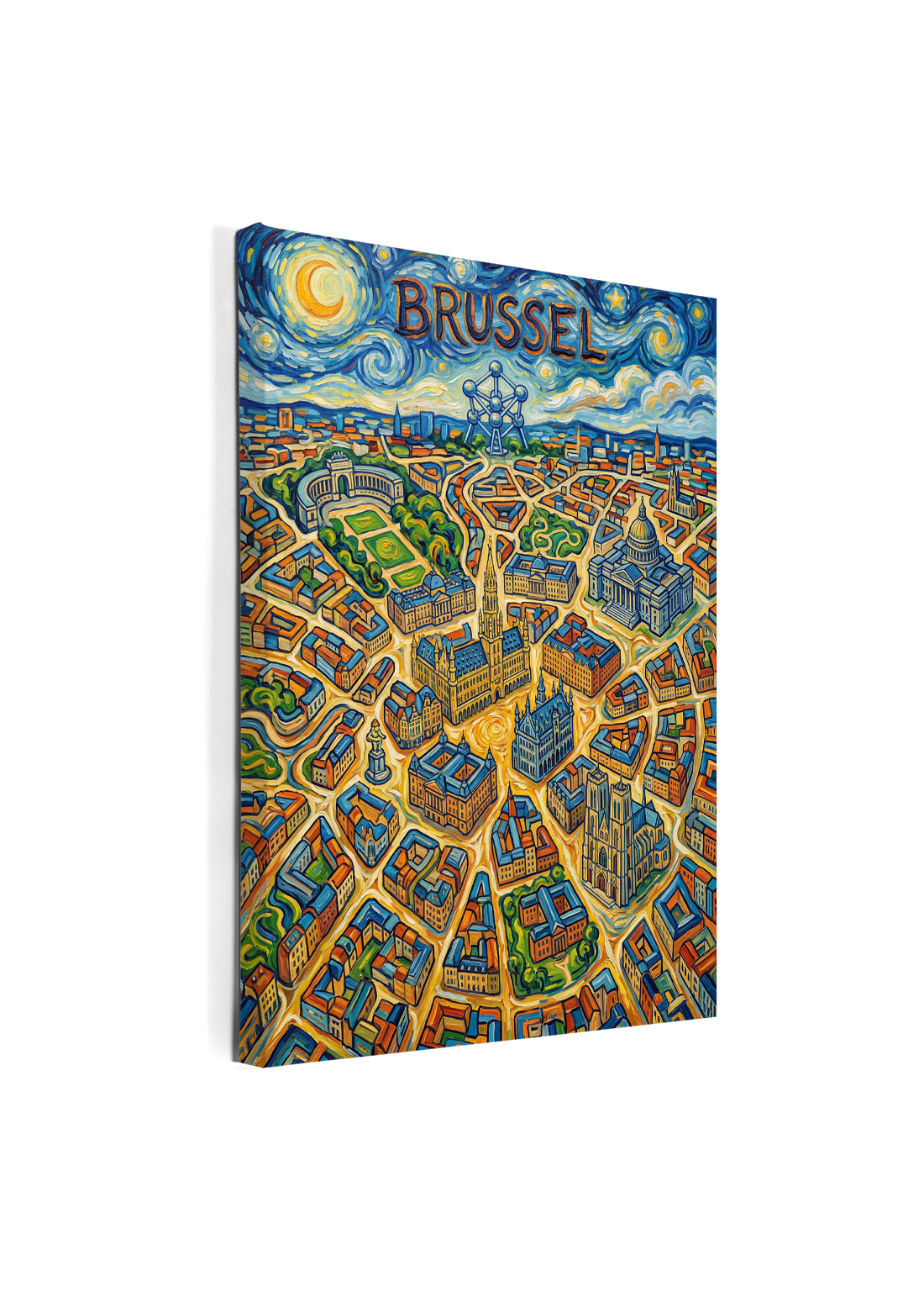 Stadskaart op canvas - Brussel Van Gogh - stadsposter - Afbeelding 2