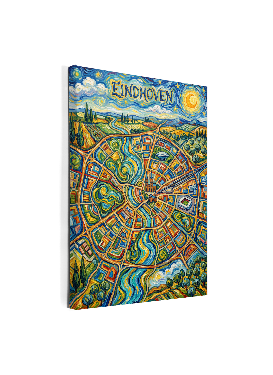 Stadskaart op canvas - Eindhoven Van Gogh - stadsposter - Afbeelding 2