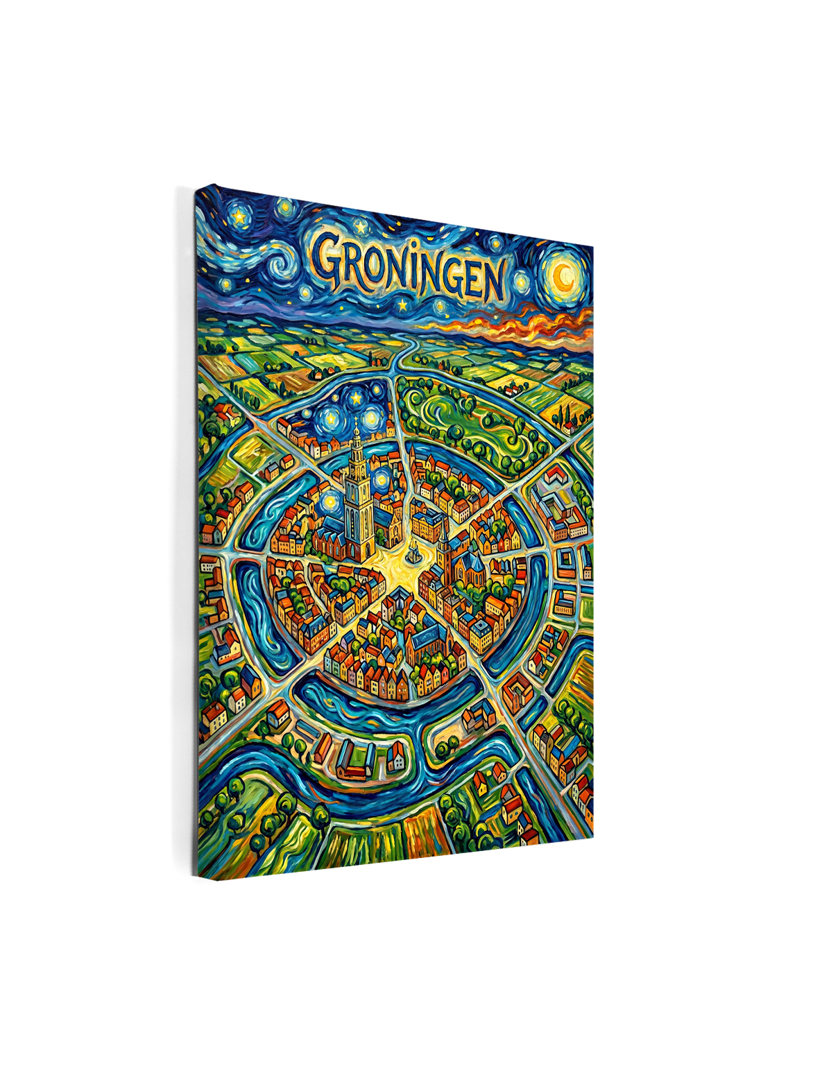 Stadskaart op canvas - Groningen Van Gogh - stadsposter - Afbeelding 2