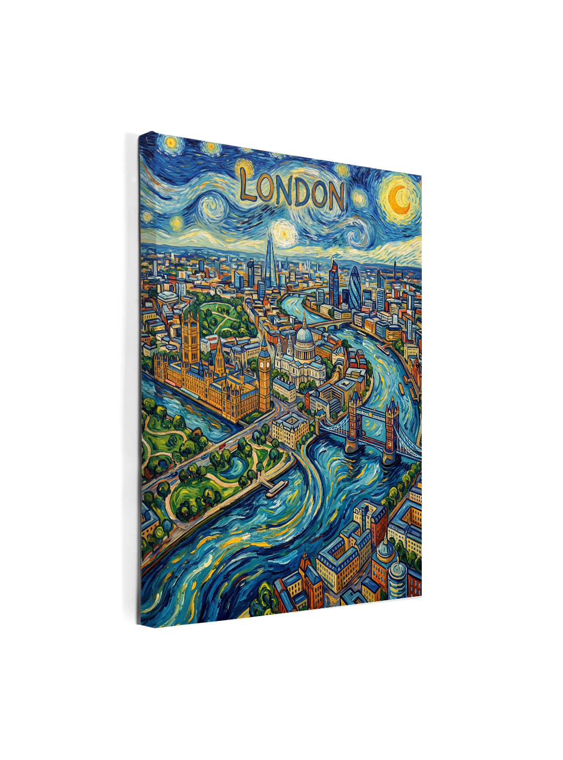 Stadskaart op canvas - London Van Gogh - stadsposter - Afbeelding 2