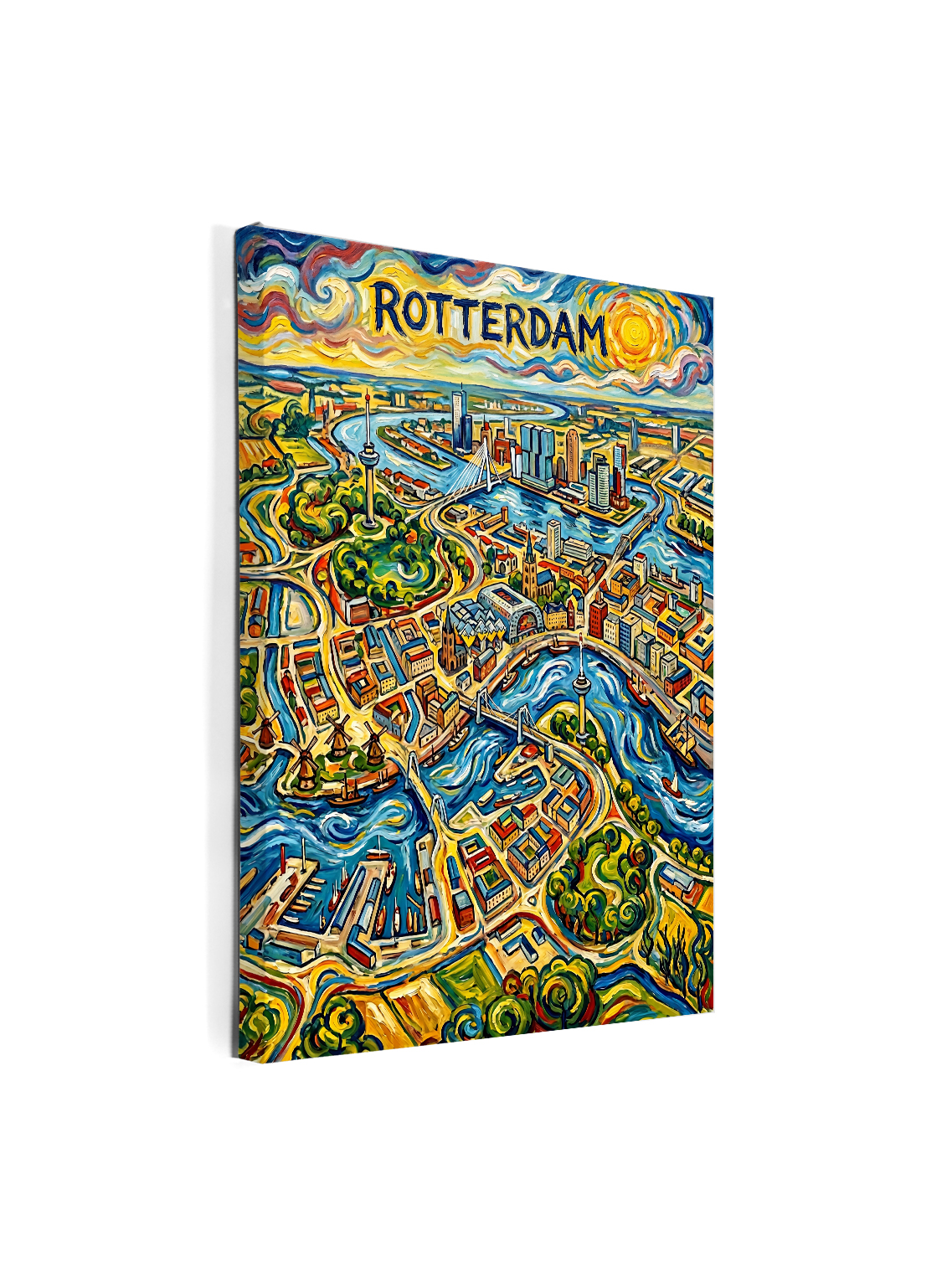 Stadskaart op canvas - Rotterdam Van Gogh - stadsposter - Afbeelding 2