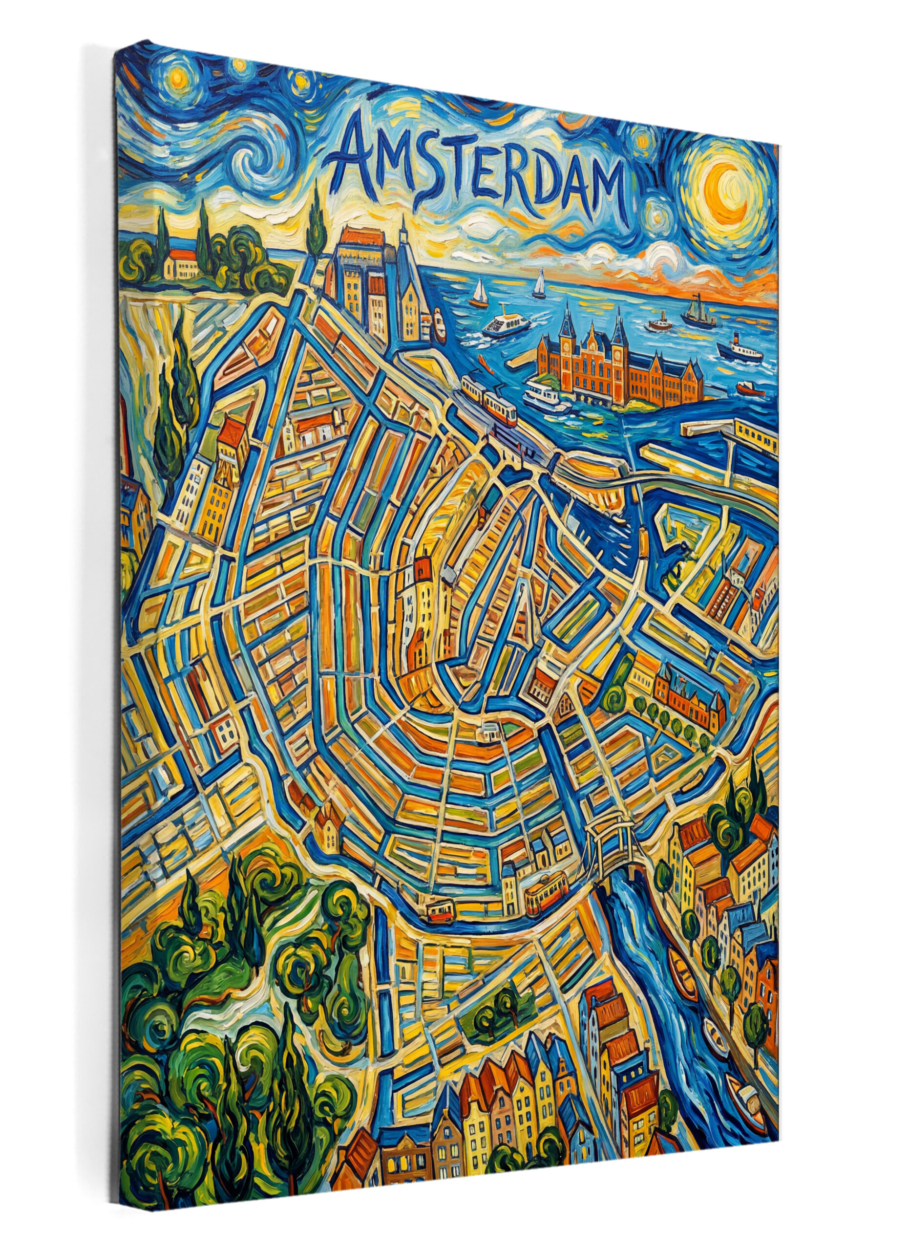 Stadskaart op canvas - Amsterdam Van Gogh - stadsposter