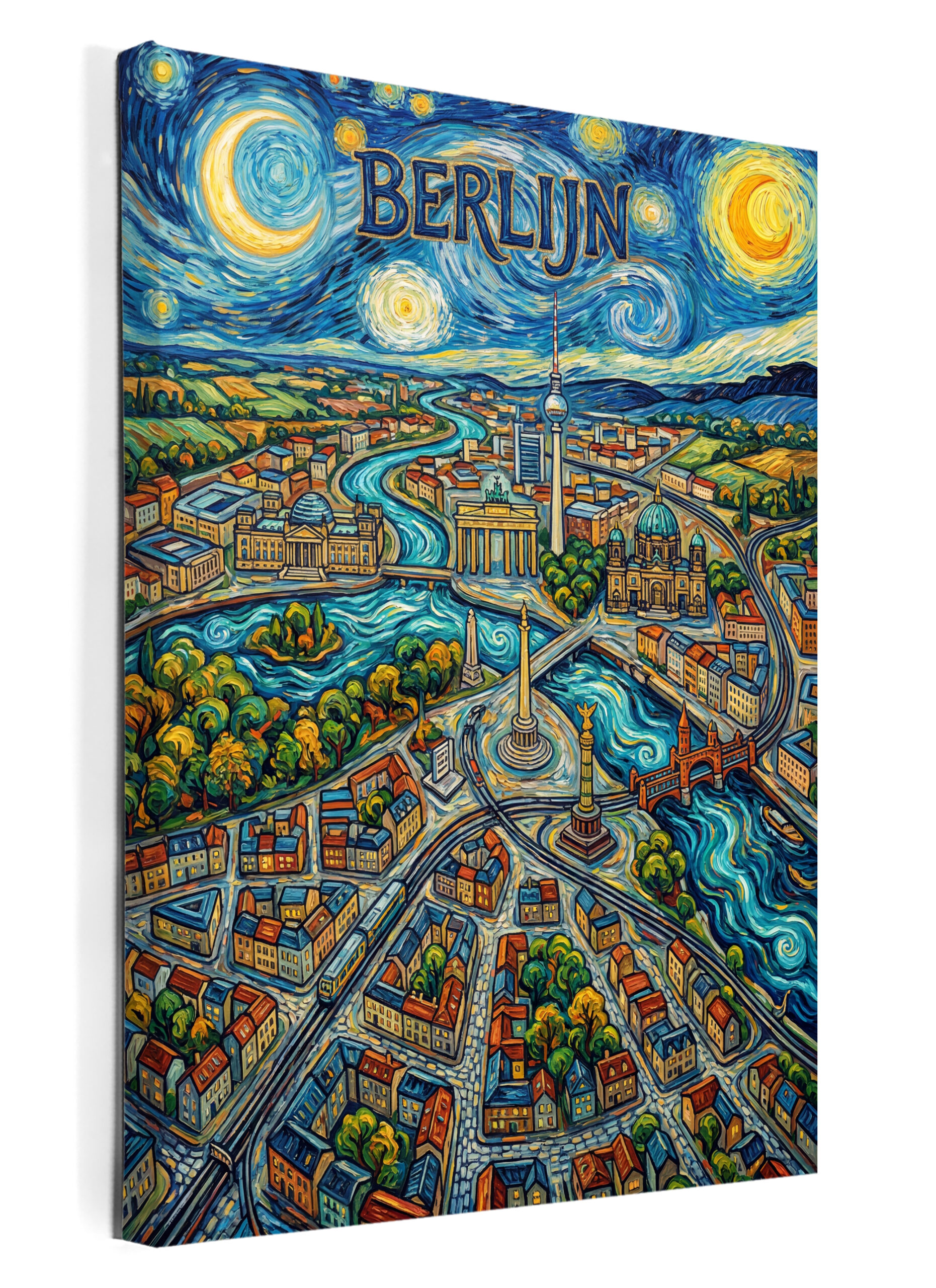 Stadskaart op canvas - Berlijn Van Gogh - stadsposter