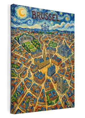 Stadskaart Brussel als wanddecoratie