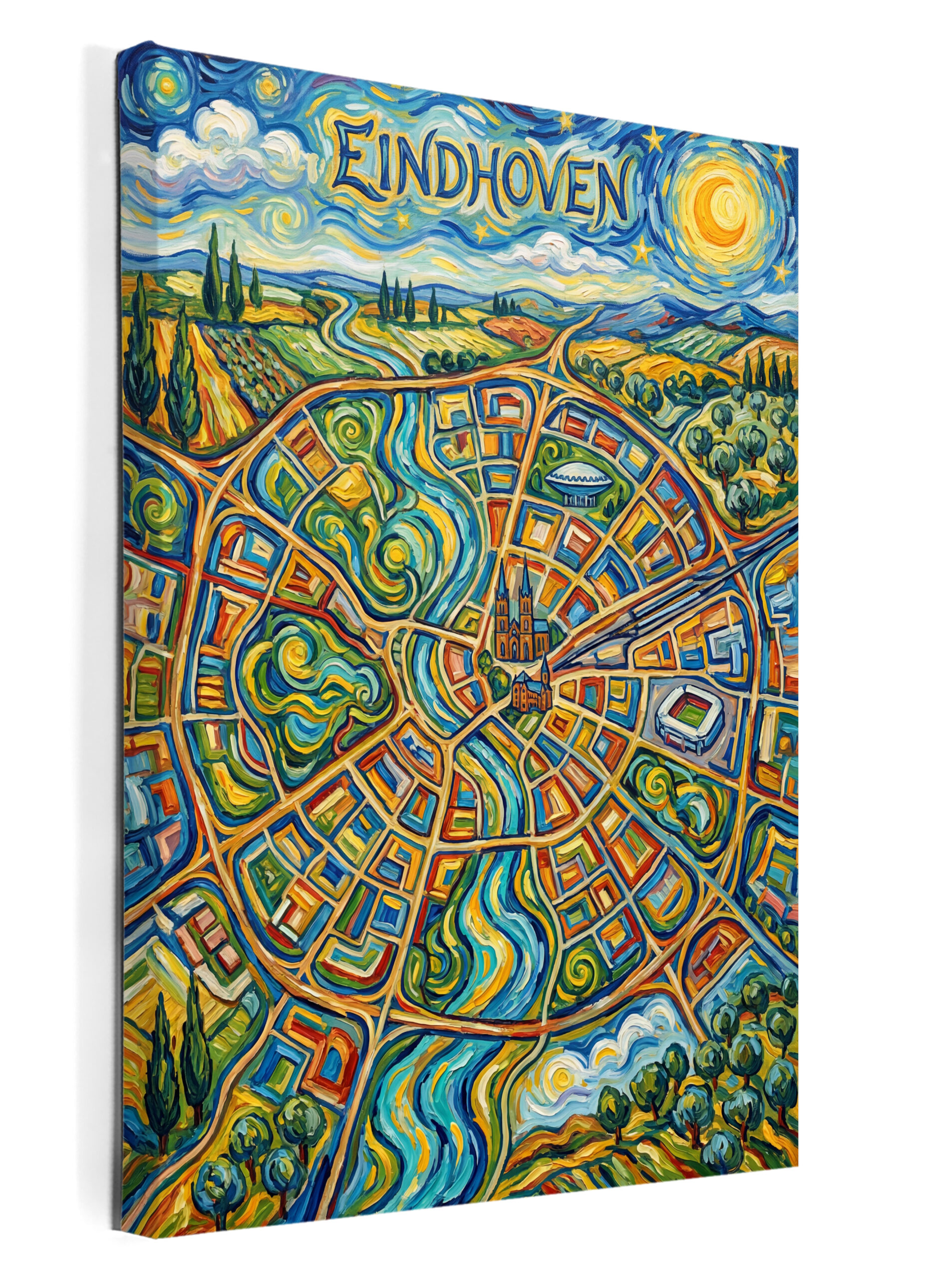 Stadskaart op canvas - Eindhoven Van Gogh - stadsposter