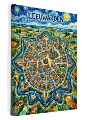 Stadskaart Leeuwarden als wanddecoratie