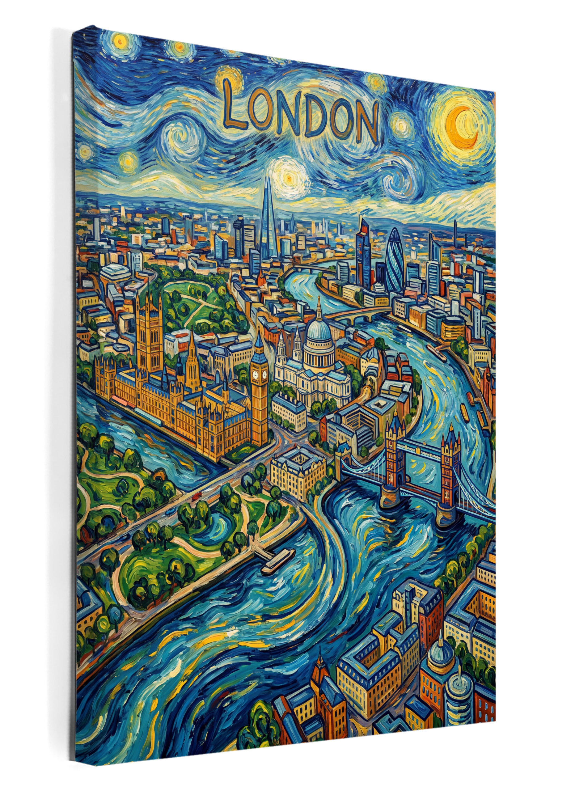 Stadskaart op canvas - London Van Gogh - stadsposter