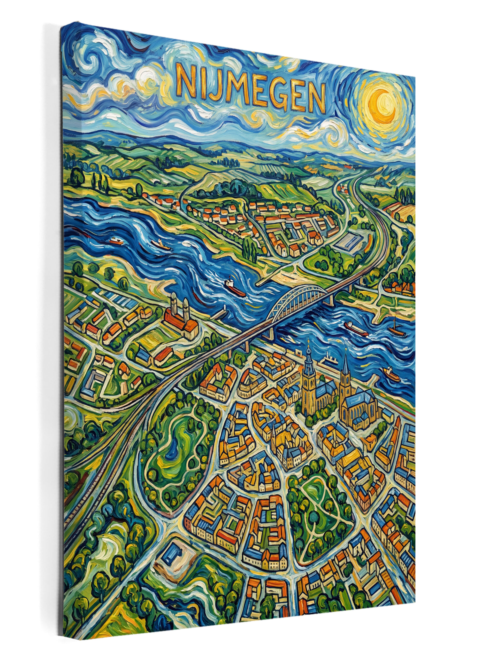 Stadskaart op canvas - Nijmegen Van Gogh - stadsposter