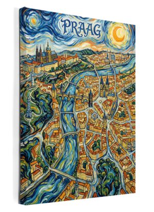 Stadskaart Praag als wanddecoratie