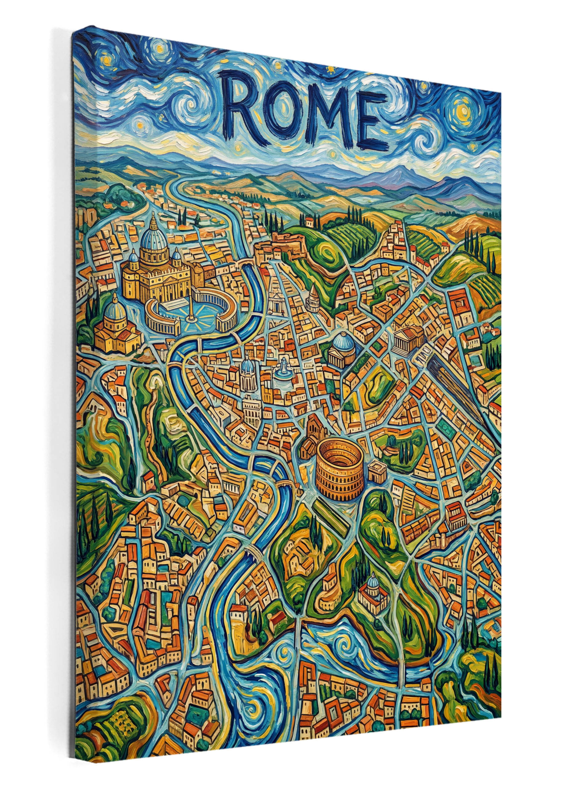 Stadskaart op canvas - Rome Van Gogh - stadsposter